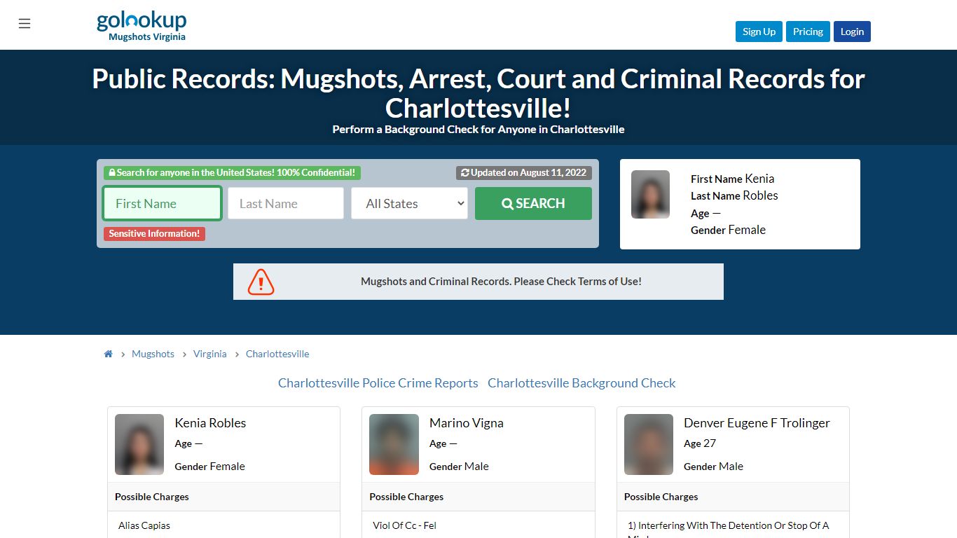 Mugshots Charlottesville, Arrest Records Charlottesville